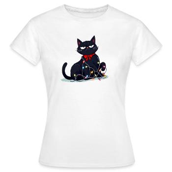 Lustige grimmige Katze Weihnachten  - Frauen T-Shirt - Weiß - Vorne - AI Model Female 172 dark (172cm)