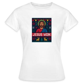 Jesus Won Pixel Xmas Christian Faith - Women's T-Shirt - white - Front - AI Model Female 172 dark (172cm)