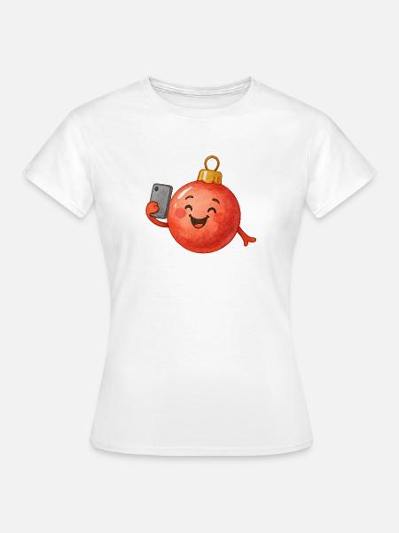 Fröhliche Weihnachtskugel Selfie - Frauen T-Shirt - Weiß