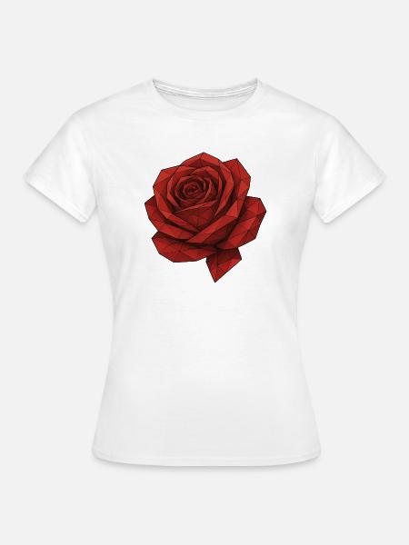 Geometrische Rote Rose - Frauen T-Shirt - Weiß