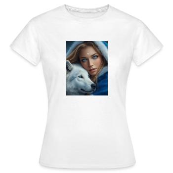Winterwolf Frau Portrait - Frauen T-Shirt - Weiß - Vorne - AI Model Female 172 dark (172cm)