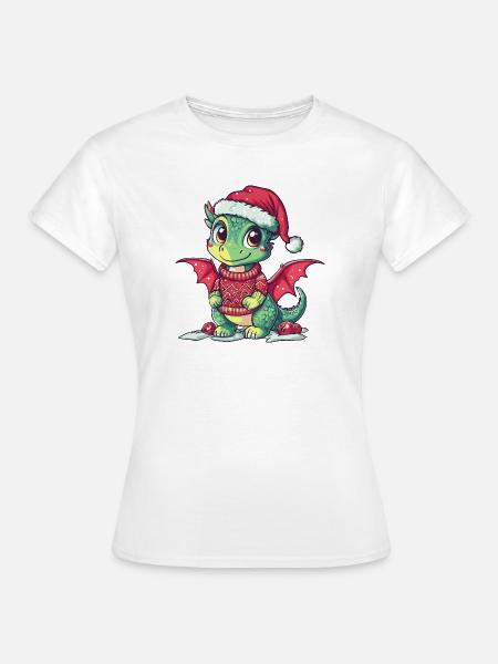 Drache Weihnachten Xmas - Frauen T-Shirt - Weiß