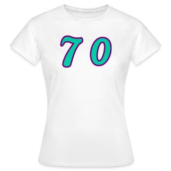 70. 70 ANS. 70e ANNIVERSAIRE. ANNIVERSAIRE 70 ANS. - T-shirt Femme - blanc - Devant - AI Model Female 172 dark (172cm)