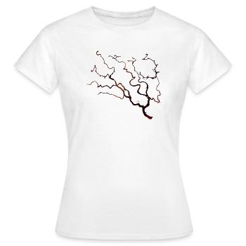 Branche noisetière en tire-bouchon dans une teinte brune chaleureuse - T-shirt Femme - blanc - Devant - AI Model Female 172 dark (172cm)