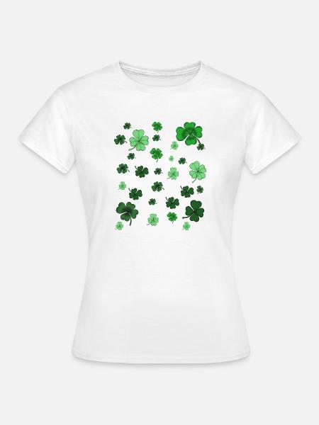 Kleeblatt Funkeln Muster - Frauen T-Shirt - Weiß