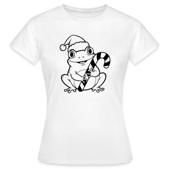Weihnachtsfrosch mit Zuckerstange - Frauen T-Shirt - Weiß - Vorne - AI Model Female 172 dark (172cm)