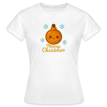 Orangene Kugel mit Schneeflocken - Frauen T-Shirt - Weiß - Vorne - AI Model Female 172 dark (172cm)