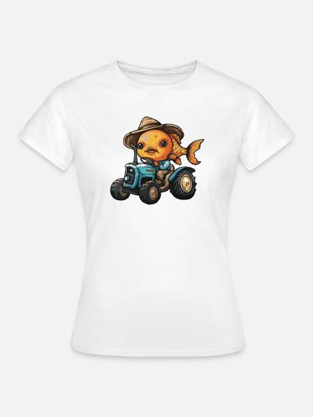 Goldfisch Traktor Farmer - Frauen T-Shirt - Weiß