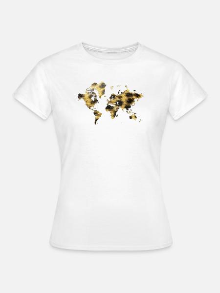 Weltkarte Tiermuster - Frauen T-Shirt - Weiß