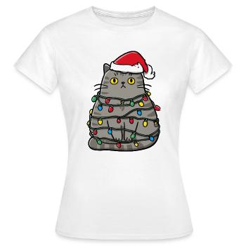 Tollpatschige Katze Weihnachten - Frauen T-Shirt - Weiß - Vorne - AI Model Female 172 dark (172cm)