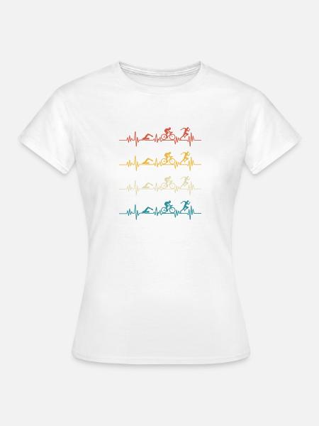 Herzschlag-Triathleten-Triathlon - Frauen T-Shirt - Weiß