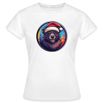 Ours avec le Père Noël Hat - T-shirt Femme - blanc - Devant - AI Model Female 172 dark (172cm)