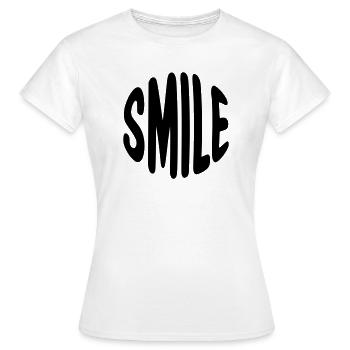 Lettrage clair au sourire avec des contours arrondis - T-shirt Femme - blanc - Devant - AI Model Female 172 dark (172cm)