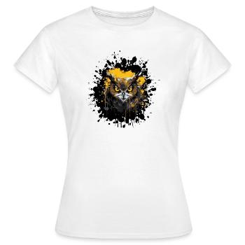 Eule Nachteule Splatter - Frauen T-Shirt - Weiß - Vorne - AI Model Female 172 dark (172cm)