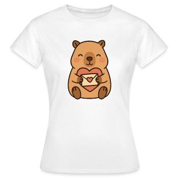 Capybara mit Liebesbrief – Süßes Valentinsmotiv - Frauen T-Shirt - Weiß - Vorne - AI Model Female 172 dark (172cm)
