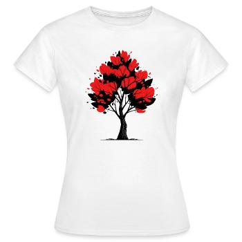 Red Blossom Tree – Nature & Art Design - Women's T-Shirt - white - Front - AI Model Female 172 dark (172cm)
