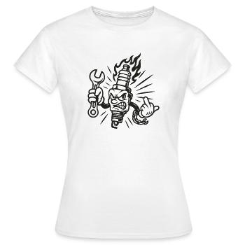 Mauvaise étincelle – Bougie d’allumage malicieuse avec connexions à vis - T-shirt Femme - blanc - Devant - AI Model Female 172 dark (172cm)
