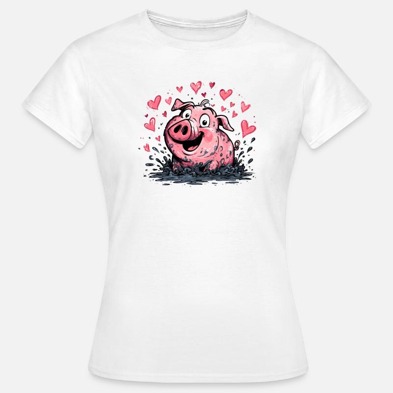 Splash di Maialino con Cuore d'Amore - Maglietta da donna - bianco