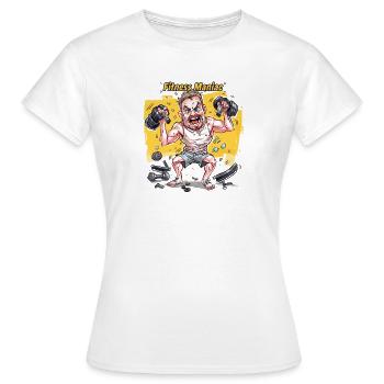 Fitness Maniac Caricature Lifting - T-shirt Femme - blanc - Devant - AI Model Female 172 dark (172cm)