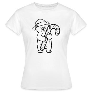 Petit ours de Noël mignon avec une canne d’orge d’orge - T-shirt Femme - blanc - Devant - AI Model Female 172 dark (172cm)