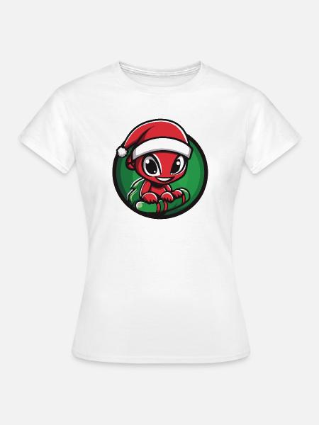 Ameise mit Santa-Hut - Frauen T-Shirt - Weiß