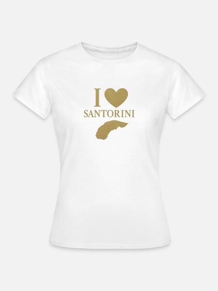 Ich liebe Santorini Gold - Frauen T-Shirt - Weiß