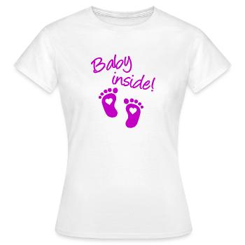 Baby inside - Schwangerschaft - schwanger - pregna - Frauen T-Shirt - Weiß - Vorne - AI Model Female 172 dark (172cm)