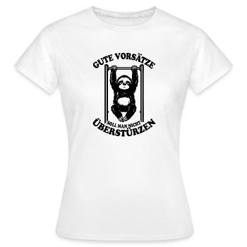 Faultier | Klimmzug, Fitness, gute Vorsätze Spruch - Frauen T-Shirt - Weiß - Vorne - AI Model Female 172 dark (172cm)