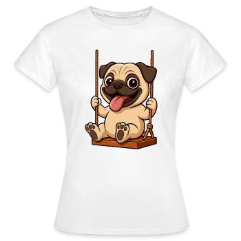 Adorable carlin de dessin animé Aire de jeux Amitié Haletant - T-shirt Femme - blanc - Devant - AI Model Female 172 dark (172cm)