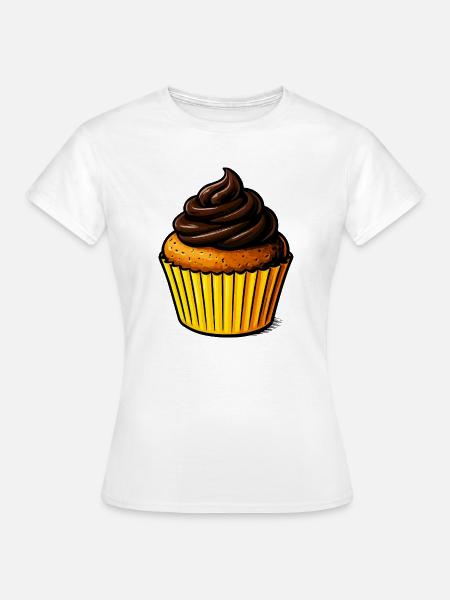 Schokoladen Cupcake Illustration - Frauen T-Shirt - Weiß