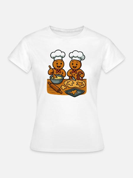 Weihnachtsbäckerei Lebkuchenmann Cartoon - Frauen T-Shirt - Weiß