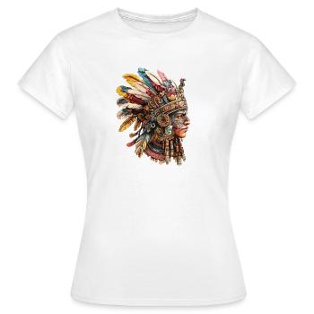 Aztekischer Federschmuck Kopfbedeckung - Frauen T-Shirt - Weiß - Vorne - AI Model Female 172 dark (172cm)