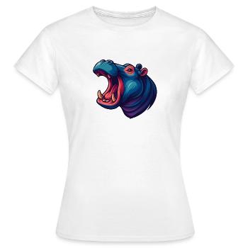 Hippopotame néon avec le museau ouvert - T-shirt Femme - blanc - Devant - AI Model Female 172 dark (172cm)