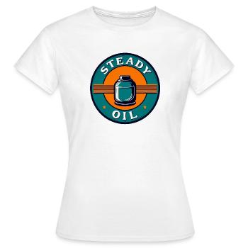 Emblème rétro Steady Oil - T-shirt Femme - blanc - Devant - AI Model Female 172 dark (172cm)