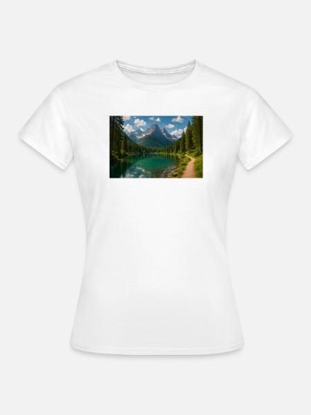 Bergseepfad im Wald - Frauen T-Shirt - Weiß