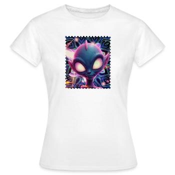 Neon-Alien Porträt im Psychedelicht - Frauen T-Shirt - Weiß - Vorne - AI Model Female 172 dark (172cm)