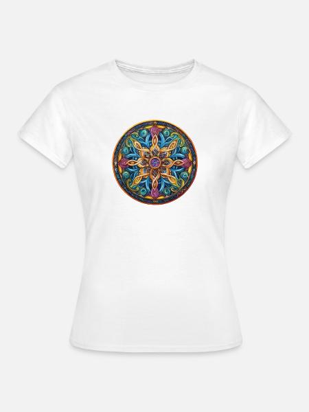 Mandala Feuerstern - Frauen T-Shirt - Weiß