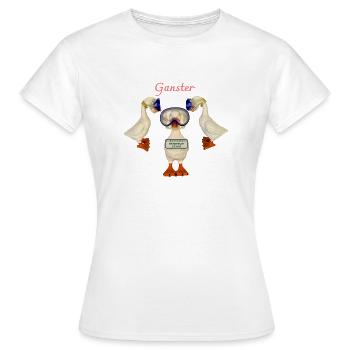 Ganster Goose Arrested - Women's T-Shirt - white - Front - AI Model Female 172 dark (172cm)