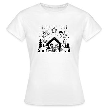 Scène de la crèche de Noël dessinée - T-shirt Femme - blanc - Devant - AI Model Female 172 dark (172cm)