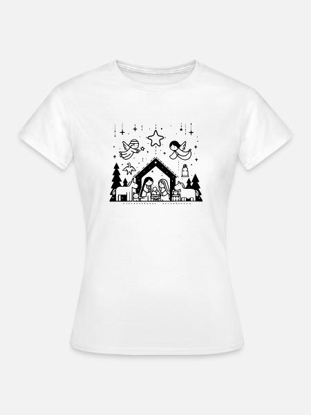 Weihnachtskrippe gezeichnet - Frauen T-Shirt - Weiß