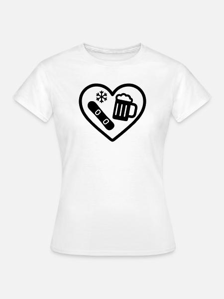 Heart Snowboard Bier - Frauen T-Shirt - Weiß