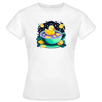 Zitrus-Ducky im Tee-Schaum - Frauen T-Shirt - Weiß - Vorne - AI Model Female 172 dark (172cm)