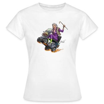 Mamie violette sur un scooter de mobilité de course - T-shirt Femme - blanc - Devant - AI Model Female 172 dark (172cm)