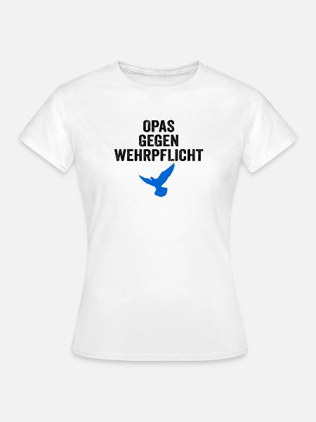 OPAS GEGEN WEHRPFLICHT mit Friedenstaube - Frauen T-Shirt - Weiß