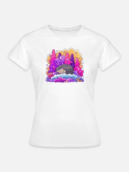 Schlafender Igel im Neonwald - Frauen T-Shirt - Weiß