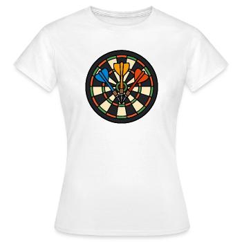 Dartboard Motiv: Farbdruck - Frauen T-Shirt - Weiß - Vorne - AI Model Female 172 dark (172cm)