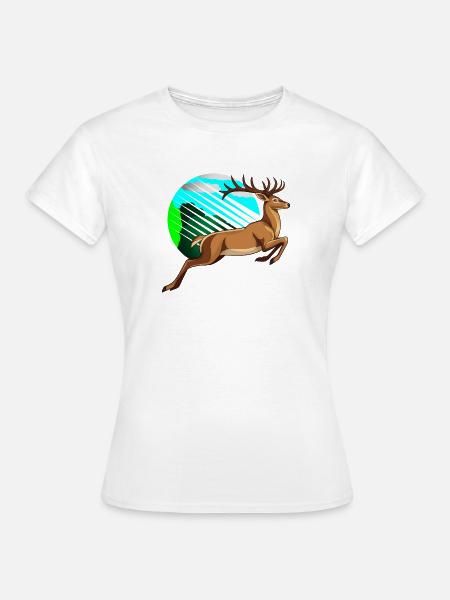 Luftsprunghirsch im Neonkreis - Frauen T-Shirt - Weiß