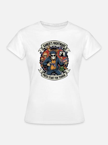 Gamer Drück Start Terror - Frauen T-Shirt - Weiß