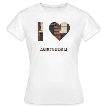 T-shirt emblème cœur en brique d’Amsterdam - T-shirt Femme - blanc - Devant - AI Model Female 172 dark (172cm)