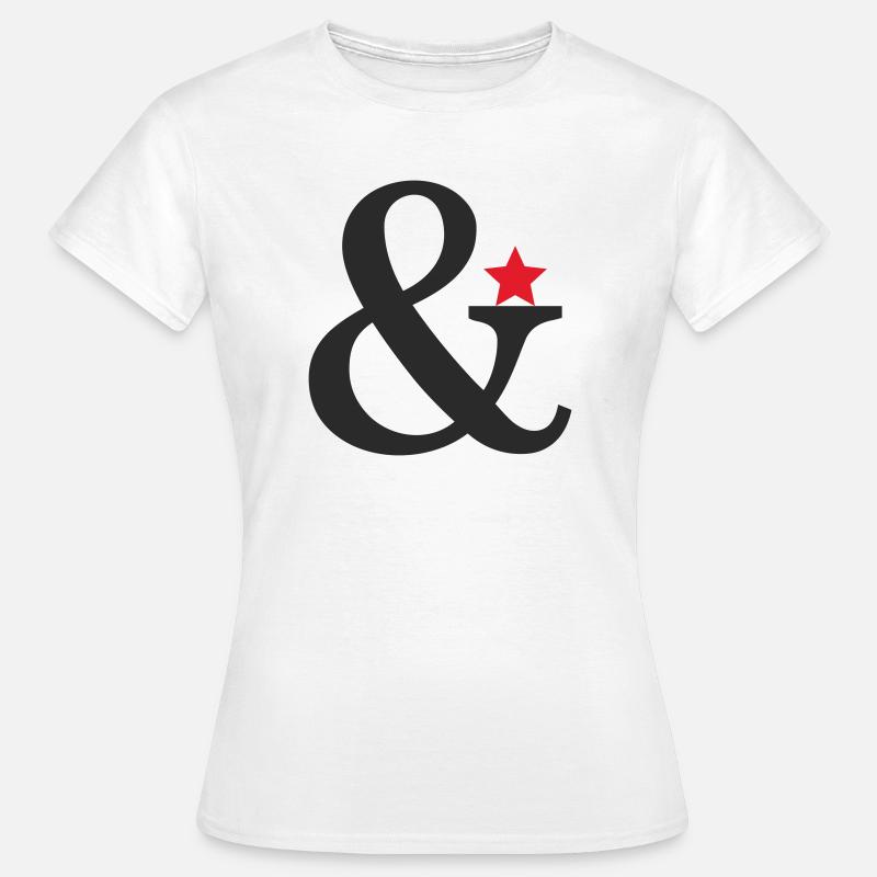 Ampersand mit rotem Sternakzent - Dame-T-shirt - hvid